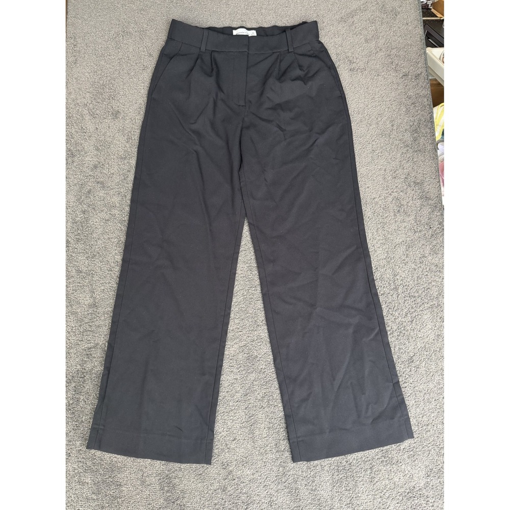 Abercrombie & Fitch Sloane Tailored Pants Black Wide Leg High Rise Pleated 26R